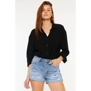 High Rise Button Fly Shorts