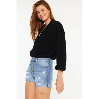 High Rise Button Fly Shorts