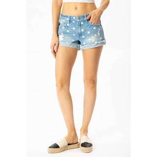 Med. Wash Polka Dot Shorts