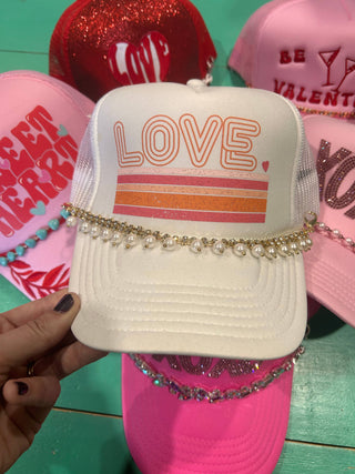 Love Striped Trucker Hat