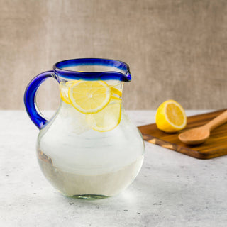 Cobalt Rim Pitcher Glass
