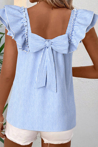 Blue Ruffle Blouse