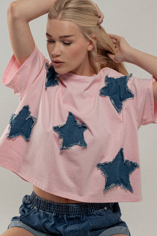Distressed Denim Star Tee