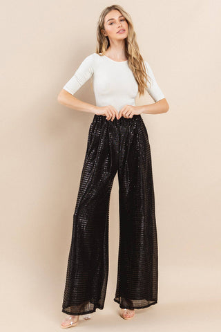 HOLIDAY FULL LENGTH SEQUINS PALAZZO PANTS -2372: S