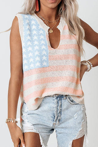 USA Flag Loose Sweater Vest