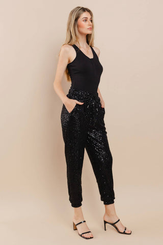 Black Sequin Jogger
