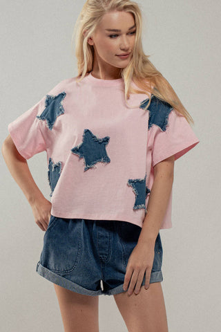 Distressed Denim Star Tee