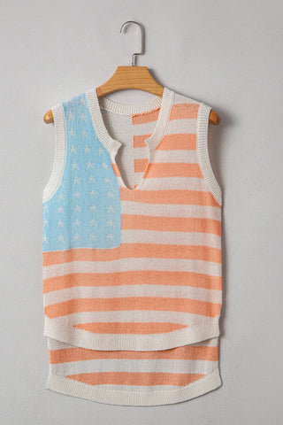 USA Flag Loose Sweater Vest