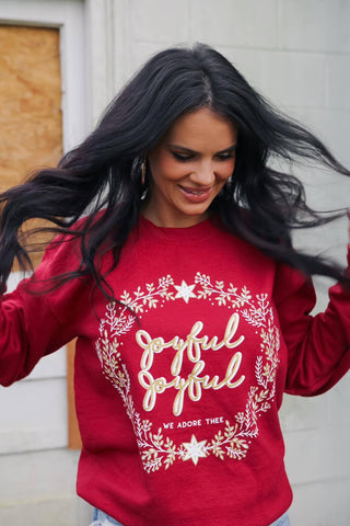 Joyful Joyful | Cardinal Red | Sweatshirt: Small