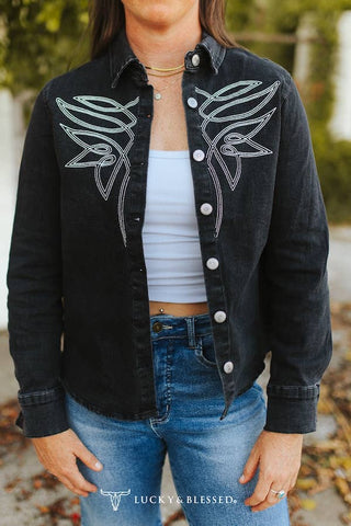 Black Denim Western Stitch Shirt