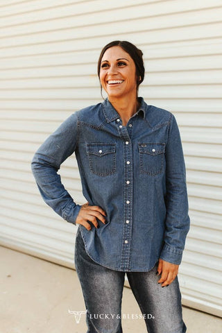 Yoke Button Down Denim Shirt