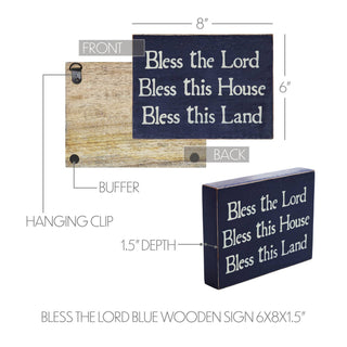 Bless The Lord Blue Wooden Sign