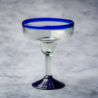 Cobalt Rim Hurricane Glass