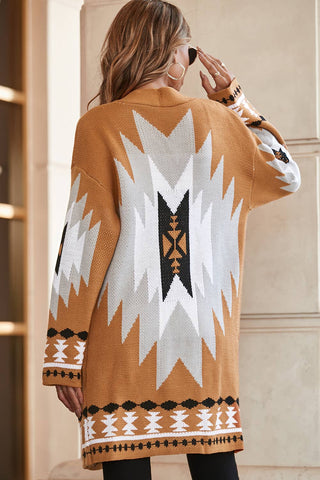 Western Graphic Open-Front Cardigan