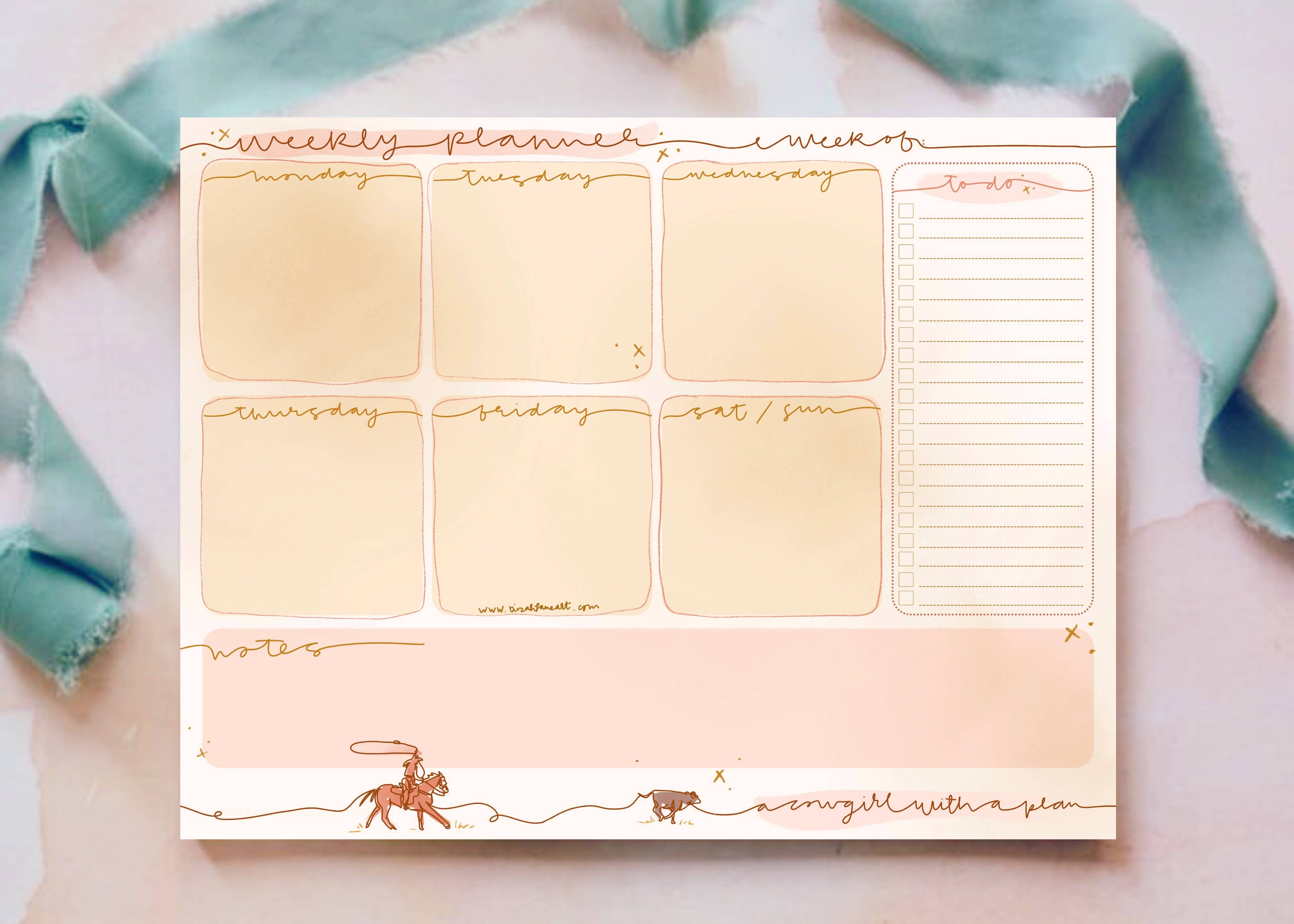 Cowgirl Desktop Weekly Planner