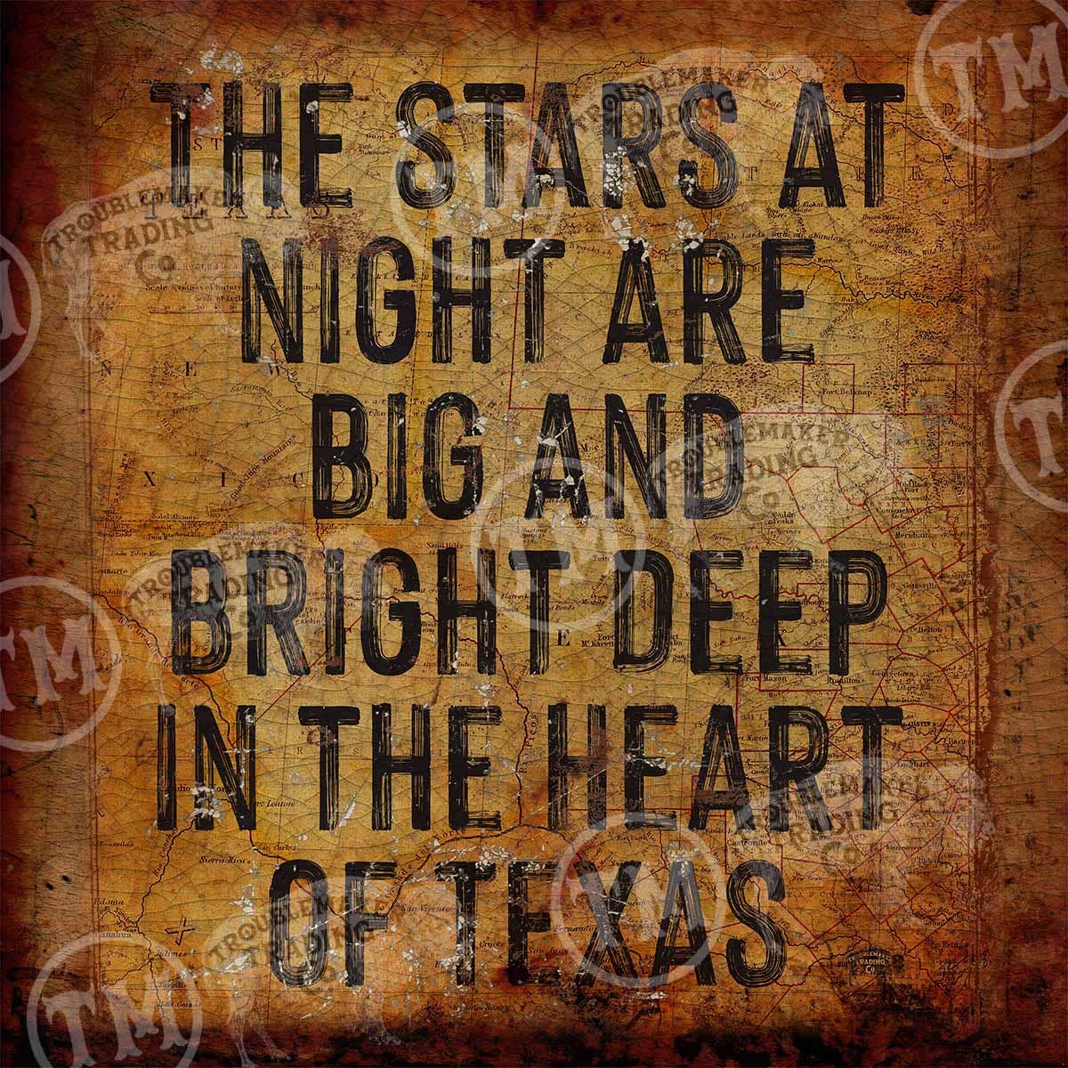 Stars at Night - With Vintage Texas Map