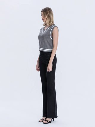 HIGH RISE FULL LENGTH COATED BOOTCUT JEANS F6314BK