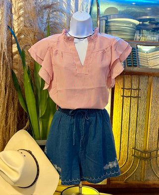Red Ruffle Blouse