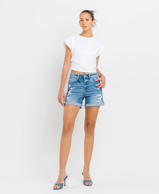 High Rise Cuff Shorts