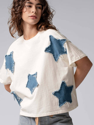 Distressed Denim Star Tee