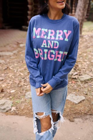 Merry & Bright - Plaid | Blue | Long Sleeve: Small