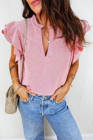 Red Ruffle Blouse