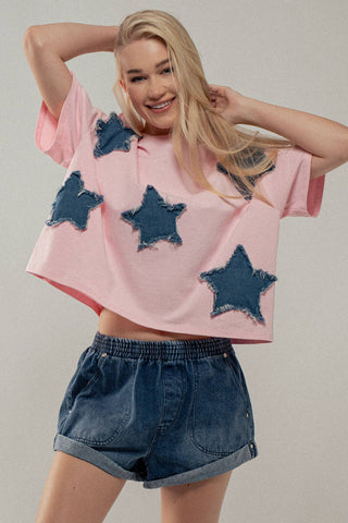 Distressed Denim Star Tee