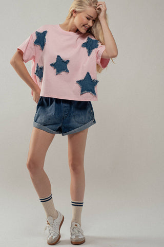 Distressed Denim Star Tee