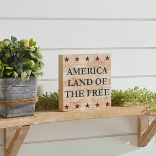 America Land Of The Free Block Sign
