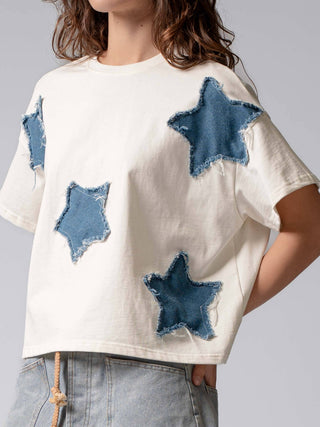 Distressed Denim Star Tee