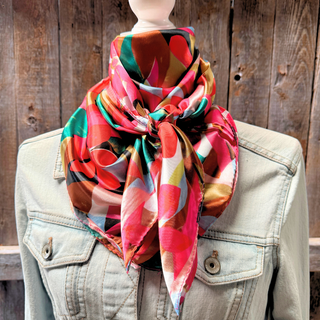Fuchsia and Brown Floral Wild Rag