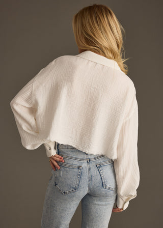 White Gauze Button Up
