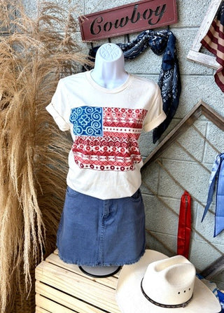 Barbara's Paisley Flag Tee