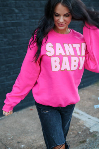 Santa Baby | Pink | Sweatshirt: Small