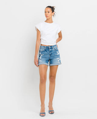 High Rise Cuff Shorts