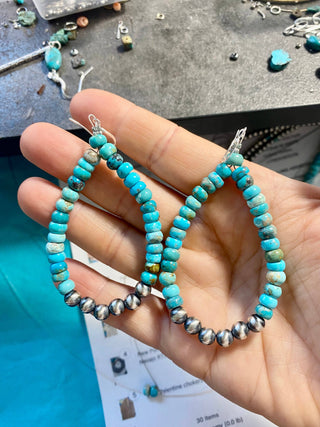 Exclusive rondelle turquoise earrings tear drop