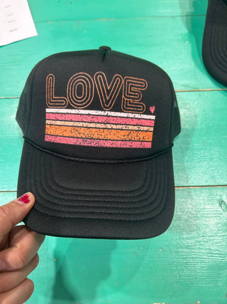 Love Striped Trucker Hat