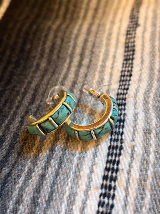 Turq Inlay Hoop Earring