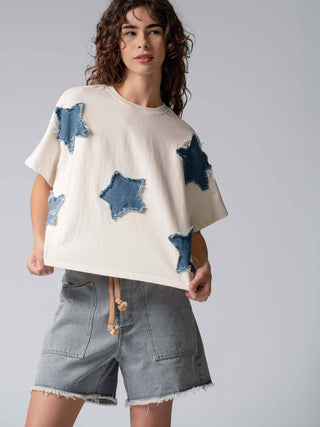 Distressed Denim Star Tee
