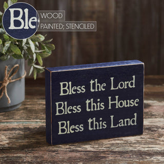 Bless The Lord Blue Wooden Sign