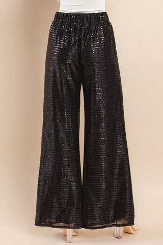 HOLIDAY FULL LENGTH SEQUINS PALAZZO PANTS -2372: S