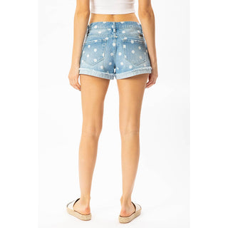 Med. Wash Polka Dot Shorts