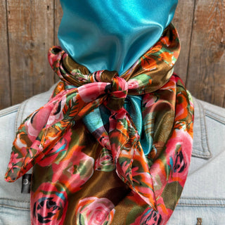 Blue and Pink Roses Wild Rag