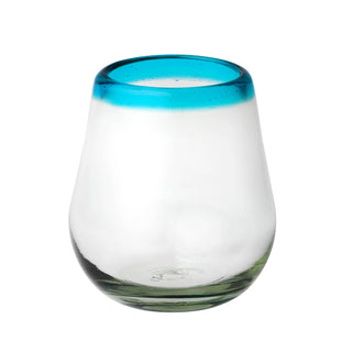 Aqua Rim Stemless Wine Glass