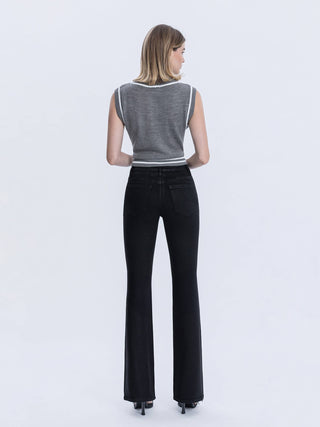 HIGH RISE FULL LENGTH COATED BOOTCUT JEANS F6314BK