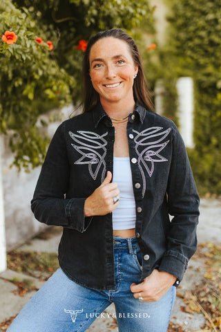 Black Denim Western Stitch Shirt