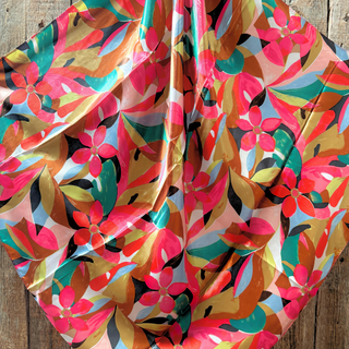 Fuchsia and Brown Floral Wild Rag
