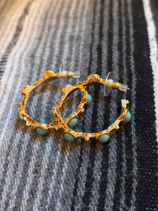 Hoop Earrings w/ Turq Accents
