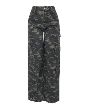 Camouflage Cargo Straight Leg Jeans