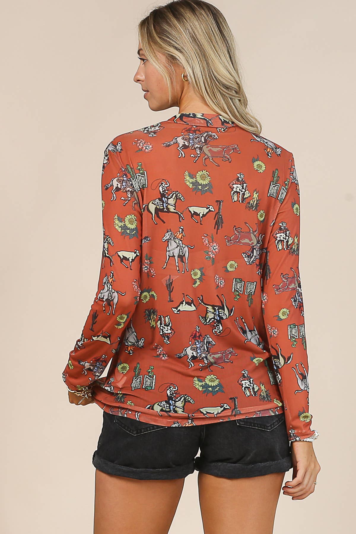 Western Cowboy Mesh Top